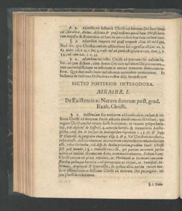 Membr. I. De Existentia ac Natura duorum post. grad. Exalt. Christi.
