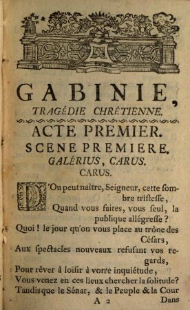 Gabinie : tragédie chrétienne