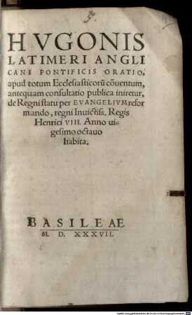Oratio de regni statu per evangelium reformando