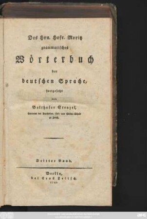 Bd. 3: Grammatisches Wörterbuch der deutschen Sprache