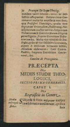 Caput I. De Requisitis in Genere.