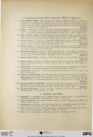 1. Französische und flandrische Tapisserien, Möbel mit Tapisserien (Nr. 778-790)