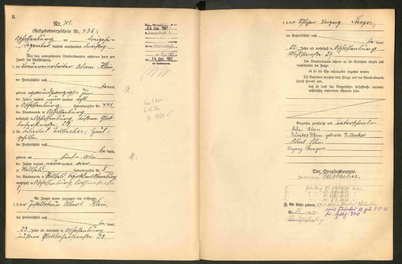 Standesamtsbuch der Stadt Aschaffenburg: Eheschließungen 252/1930 - 130/1931