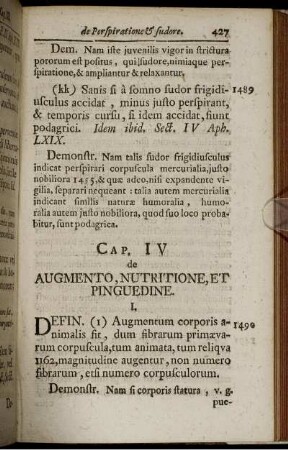 Cap. IV de Augmento, Nutritione, Et Pinguedine.