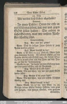 93. Frag. Wie werden diese Gebote abgetheilet?