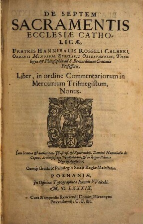 De Septem Sacramentis ecclesiae cathol.