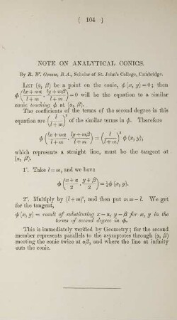 Note on analytical conics.
