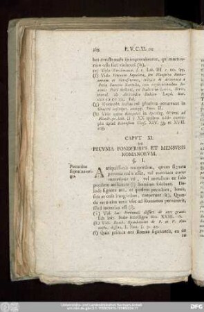 Caput XI. De Pecunia Ponderibus Et Mensuris Romanorum.