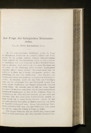 Zur Frage des biologischen Schulunterrichts.