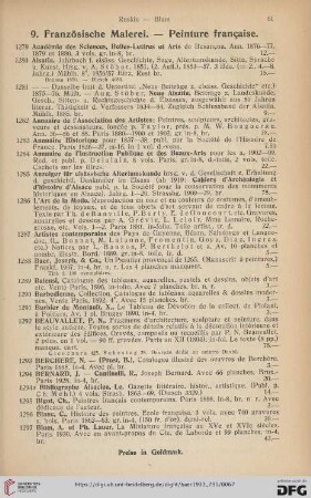 9. Französische Malerei - Peinture française (Nr. 1279-1441)