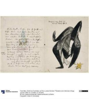 Brief von Franz Marc an Else Lasker-Schüler / "Tänzerin vom Hofe des Königs Jussuf"