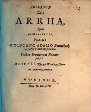 Tractatio De Arrha