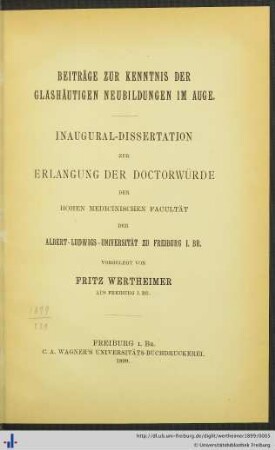 Beiträge zur Kenntnis der glashäutigen Neubildungen im Auge