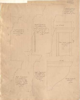 Klenze, Leo von; St. Petersburg (Russland); Eremitage - Fenster u. Profile (Schnitte, Details)