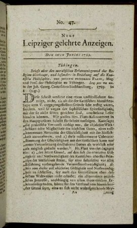No. 47. Den 12ten Junius 1789.