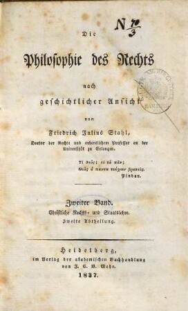 Die Philosophie des Rechts : nach geschichtlicher Ansicht, 2,2. Christliche Rechts- und Staatslehre