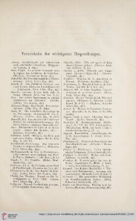 Verzeichniss der wichtigeren Besprechungen