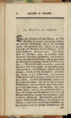 III. Navita de Ventis.