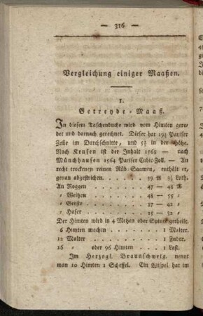 Vergleichung einiger Maaßen.