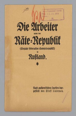"Die Arbeiter unter der Räte-Republik (Soziale föderative Sowjetrepublik) in Russland."