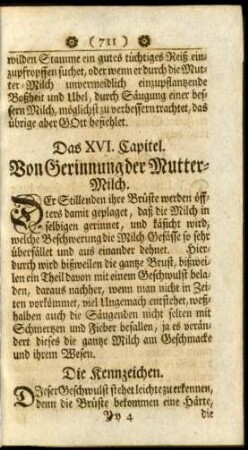 Das XVI. Capitel. Von Gerinnung der Mutter-Milch.