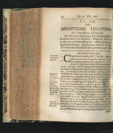 Tit. XXI. De Ademptione Legatorum Et Translatione.