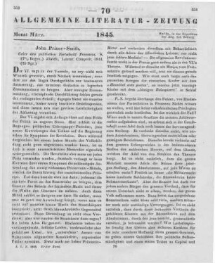 Prince-Smith, J.: Ueber den politischen Fortschritt Preussens. Zürich, [Winterthur]: Literar. Comptoir 1844