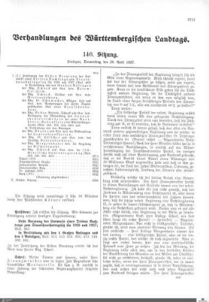 146. Sitzung, Stuttgart, 28.4.1927