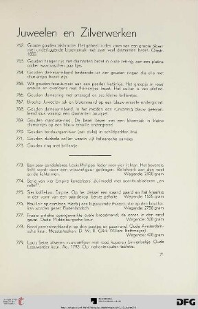 Juweelen en Zilverwerken (Nr. 762-795)