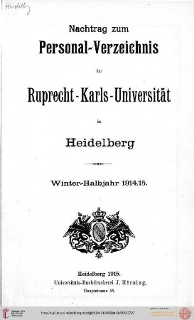 Wintersemester 1914/1915