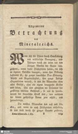 Allgemeine Betrachtung des Mineralreichs