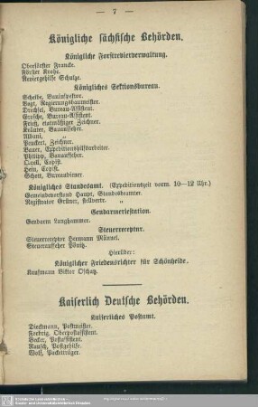 Behördenverzeichnis : Kaiserlich Deutsche Behörden