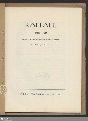 Raffael, 1483 - 1520 : zehn farbige Gemäldewiedergaben