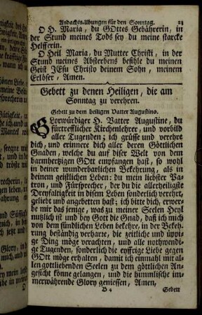 Gebett zu denen Heiligen, die am Sonntag zu verehren.