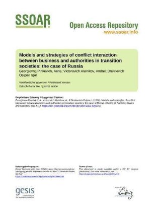 Models and strategies of conflict interaction between business and authorities in transition societies: the case of Russia