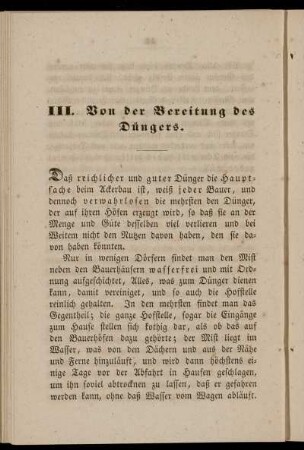 III. Von der Bereitung des Düngers.