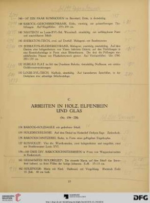 C. Arbeiten in Holz, Elfenbein und Glas (Nr. 154-220)