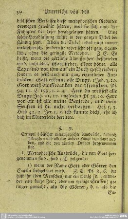 §. 7. Exempel biblischer metaphorischer Ausdrücke, dadurch Menschen und allerley andere Dinge bezeichnet werden, und die von allerley Dingen hergenommen sind