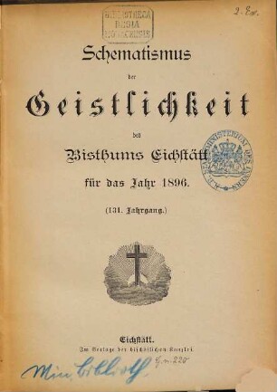 Schematismus der Diözese Eichstätt. 1896