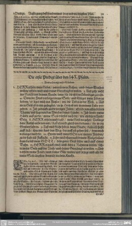 Die Predigten über den hundert und drey und viertzigsten Psalm
