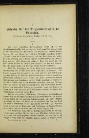 Gedanken über den Religionsunterricht in der Volksschule : Vortrag ; (Schluß)