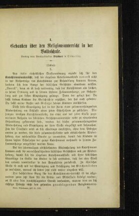 Gedanken über den Religionsunterricht in der Volksschule : Vortrag ; (Schluß)