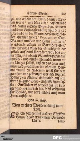 Das 16. Cap. Von mehrer Vorbereitung zum Tode.