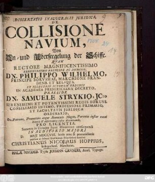Dissertatio Inauguralis Juridica De Collisione Navium