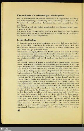 Formenkunde als selbständiges Arbeitsgebiet