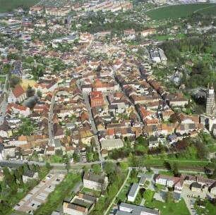 Kamenz. Altstadt. Luftbild-Schrägaufnahme von Westen