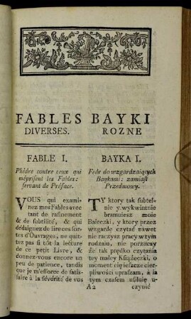 Fables Diverses. = Bayki Rozne.
