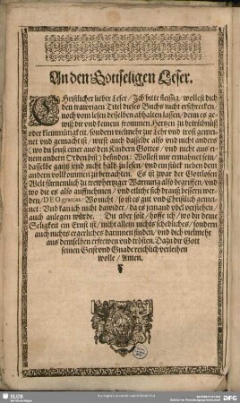 An den Gottseligen Leser