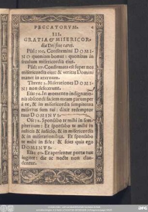 III. Gratia & Misericordia Dei fine caret.