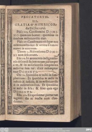 III. Gratia & Misericordia Dei fine caret.